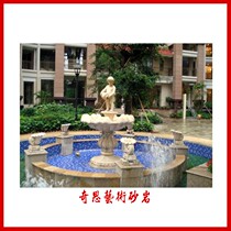 Sandstone Sculpture Eu Style Reliefs Sandstone Fountain Kid Spray Pool Urban Landscape Sculpture Hotel Villa Renovation
