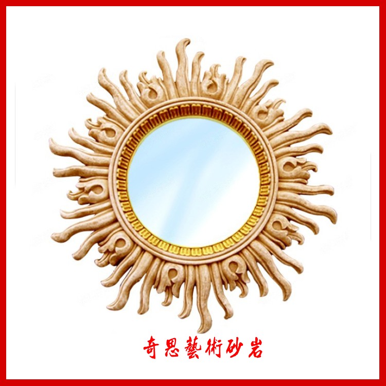 Sandstone Sculpture Seaweed Frames Eu Style Solid Relief Background Wall Mural Glass Fiber Imitation Antique Bronze dressing table Furnishing