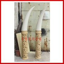 Sandstone sculpted hollowed-out column studs Roman columns artificial sandstone relief European-style TV background wall mural decoration