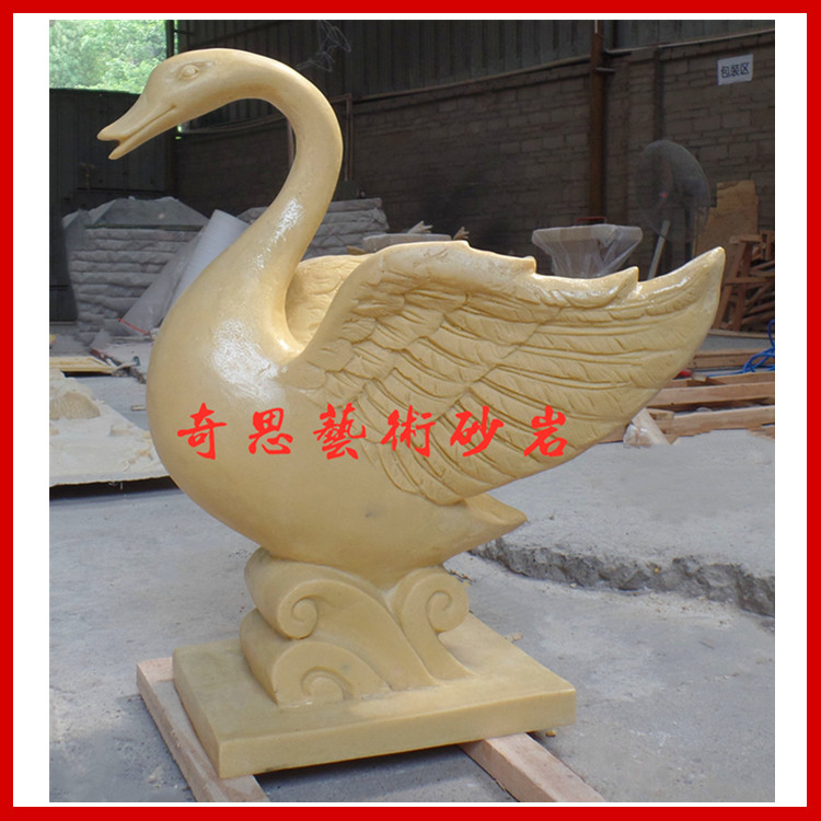 Sandstone swan fountain sculpture European relief background three-dimensional wall painting outdoor waterscape decoration factory direct sales