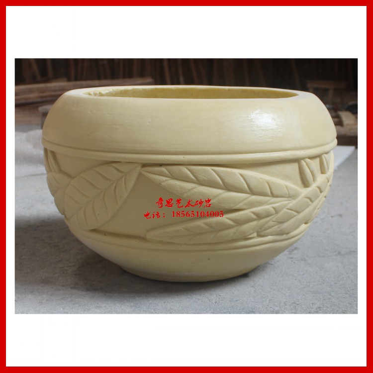 Sandstone European flower pot scenery Pier flower rock sculpture hollow pillar stereo relief hotel renovation