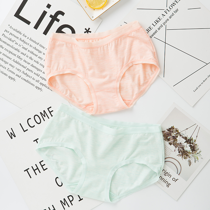 Lụa cô gái phương thức đồ lót cotton đơn giản màu rắn eo thấp tóm tắt vải cotton thoáng khí - Cặp đôi sip 