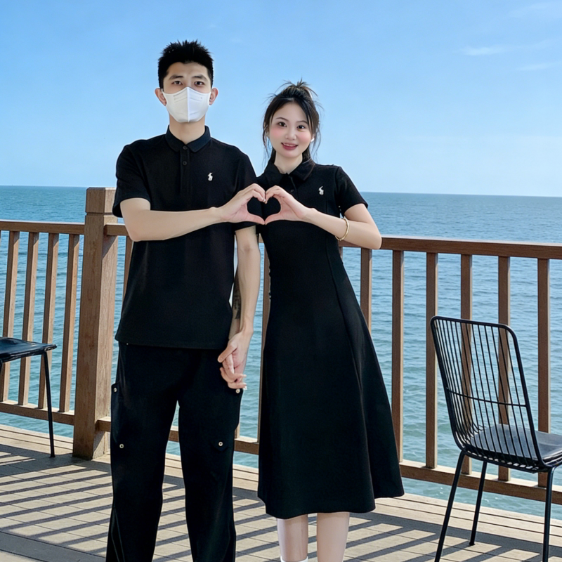 2026 New Trendy Couple Outfits with a High-End Feel, One Shirt and One Skirt, Pure Cotton Polo Short-Sleeve T-Shirt, Pure Cotton Internet Celebrity Style