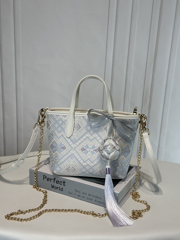 Guangxi Intangible Cultural Heritage Zhuang Brocade Pattern Small Tote Bag Handbag Ethnic Fashion Office Worker Clutch Crossbody Small Bag