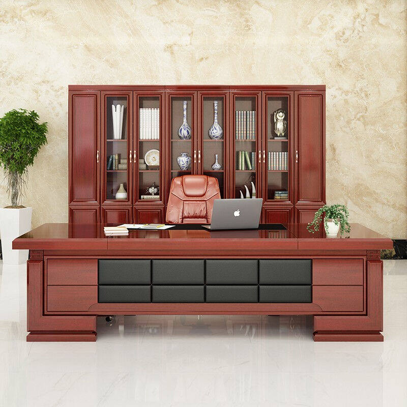 Shengli office furniture paint solid wood veneer boss table office desk and chair combination modern minimalist executive desk supervisor