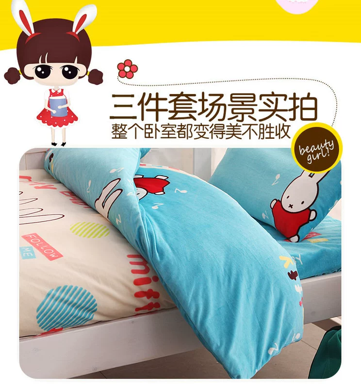 Nhung san hô mẫu giáo quilt ba mảnh trẻ em chăn quilt quilt cover nap nôi với lõi giường mùa đông