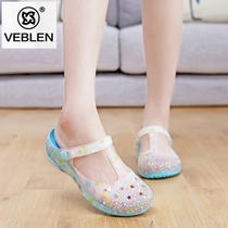 VEBLEN hole shoes female summer Korean version 2020 new students cute beach slippers thick-soled non-slip bag head sandals