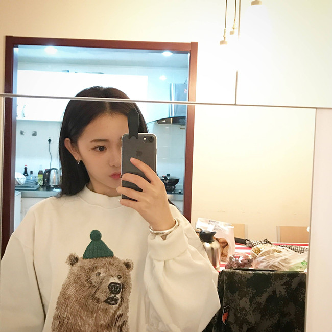 VK旗艦店 韓國風卡通狗熊寬鬆長袖上衣