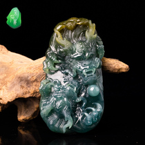 Quarrying natural Myanmar blue water jade dragon brand pendant jade pendant