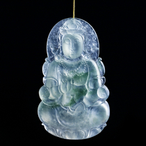 Quarrying Weng natural Burma Jade A high ice Guanyin pendant jade pendant Classic men and women