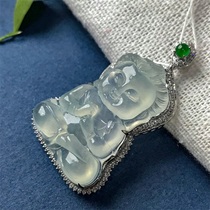 Quarrying natural Myanmar Jade high ice seed baby Buddha pendant kgold inlay jewelry pendant