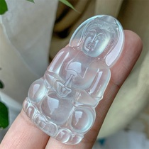 Quarrying natural Burmese ice jade high ice Guanyin pendant kgold inlay jewelry pendant