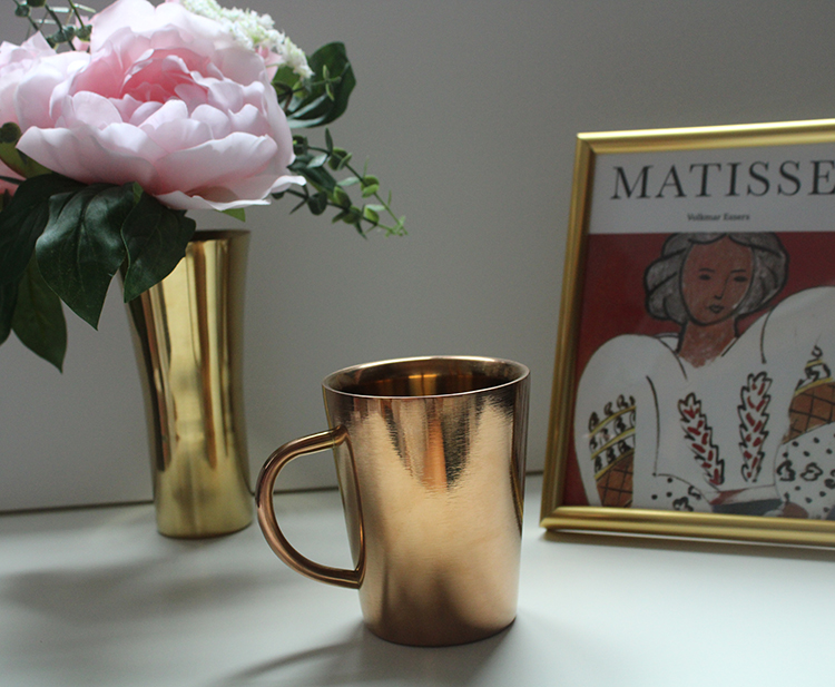 Nordic Industrial Wind Breakfast Cup Food Stainless Steel Double-deck Mark Cup Rose Golden Coffee Cup