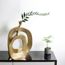 American aluminum art design sense flower modern simple home decoration Metal copper sample version of room flower ornaments