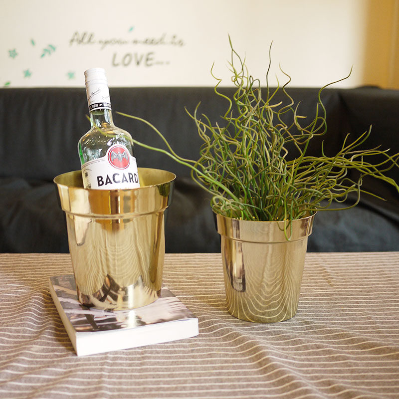 India imported flower pots simple flower pots coffee shop potted creative wild dried flowers Nordic style golden flower pots