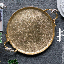 Indian Imported Home Decoration Handmade Luxury Gold Storage Tray Animal Decorative Plate Aluminum Products Ornament