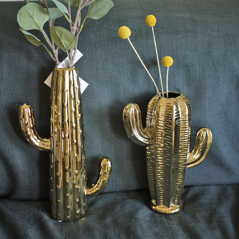 Nordic Style Minimalist Cactus Handmade Ceramic Vases Fun Floral Home Swing Accessories