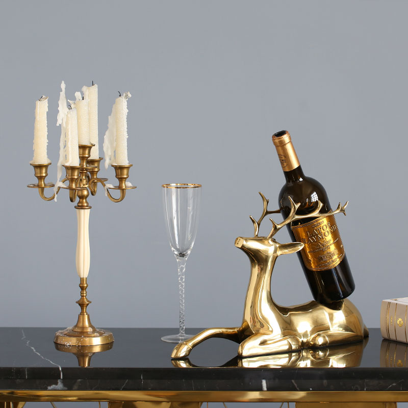 European-style copper deer creative red wine frame fitting software room luxury wine cabinet decoration gift