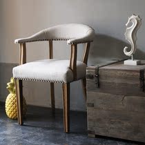 American Country Solid Wood Dining Chair Bar Chair Back Chair Nordic Upholstered Chair French Simple Creative Solid Color Chair