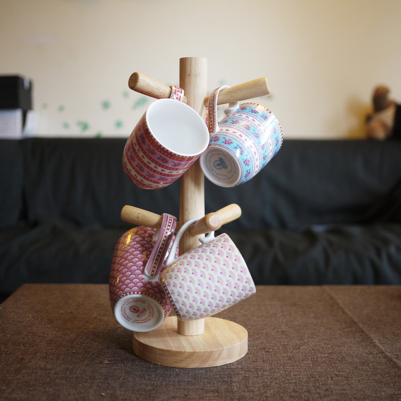 Japan-style Creative Wood-shelf Home Teacup Shelf Coffee Cup rack Mark Cup glass-glass shelving