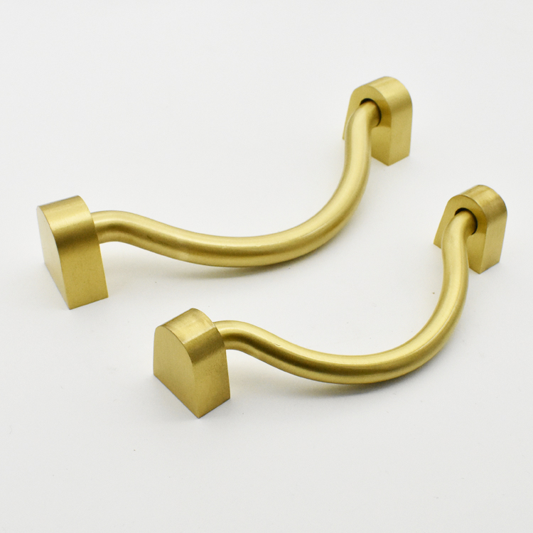 New Chinese style small overall cabinet door wardrobe door drawer double hole copper handle furniture surface mounted simple Nordic pure copper handle