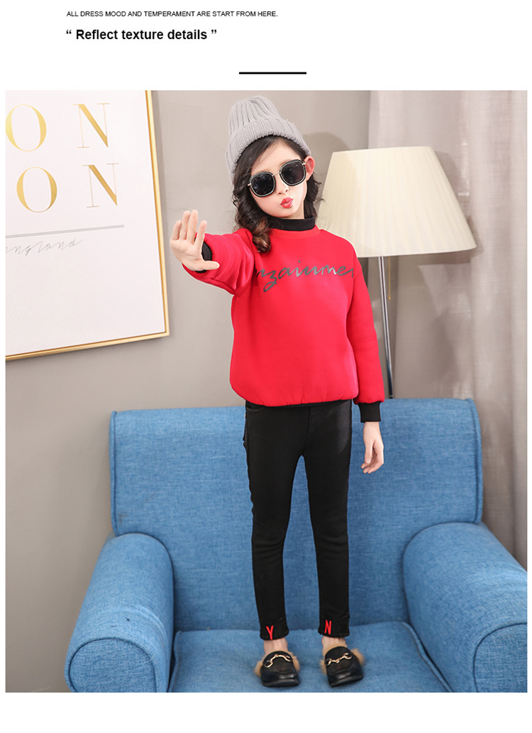 Quần bé gái quần jeans cộng với nhung dày mùa đông Phiên bản Hàn Quốc của quần dài trong quần dài trẻ em co giãn Slim triều quần jean baggi trẻ em