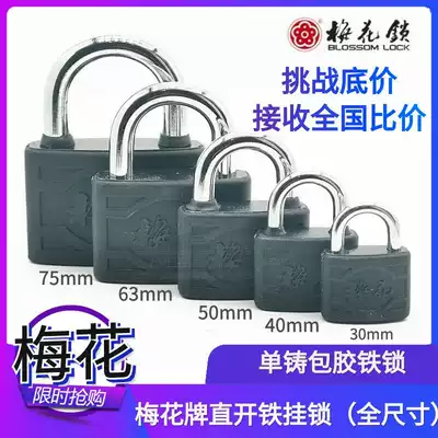 Plum blossom lock single-cast padlock waterproof rust-proof iron lock anti-theft padlock compartment door warehouse plastic iron padlock