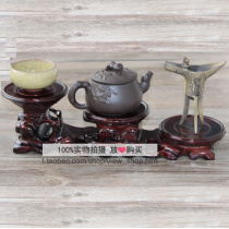 Wood carving ornaments base solid wood stone teapot purple clay pot base wooden round seal base bonsai frame special price