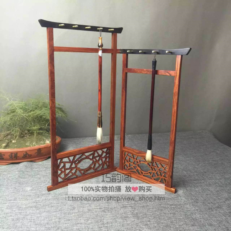 High-end horse head wall red wood writing brush hanging room 4 Bag hanging pen holder Zhengzong Pear Wood Brush Holder New Pint Price