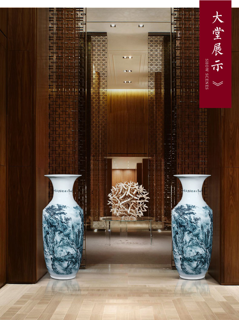 Jingdezhen hand - made color ink large sitting room hotel ceramics of large vases, modern new Chinese style and heavily furnishing articles