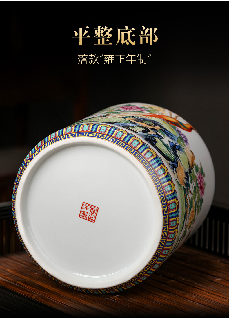 Jingdezhen ceramics powder enamel caddy fixings Chinese style household with cover seal pot tea cake moisture large storage tank