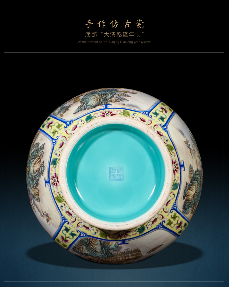 Imitation the qing jingdezhen ceramics powder enamel open and flat belly vase home sitting room adornment handicraft furnishing articles