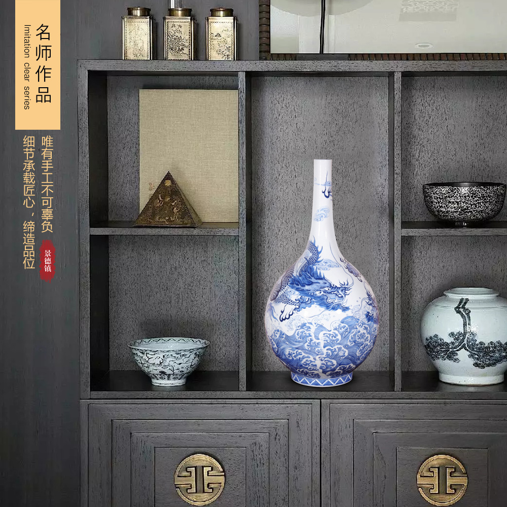 Jingdezhen ceramics hand - made of blue and white porcelain dragon gall bladder Chinese style classical home sitting room collect adornment furnishing articles