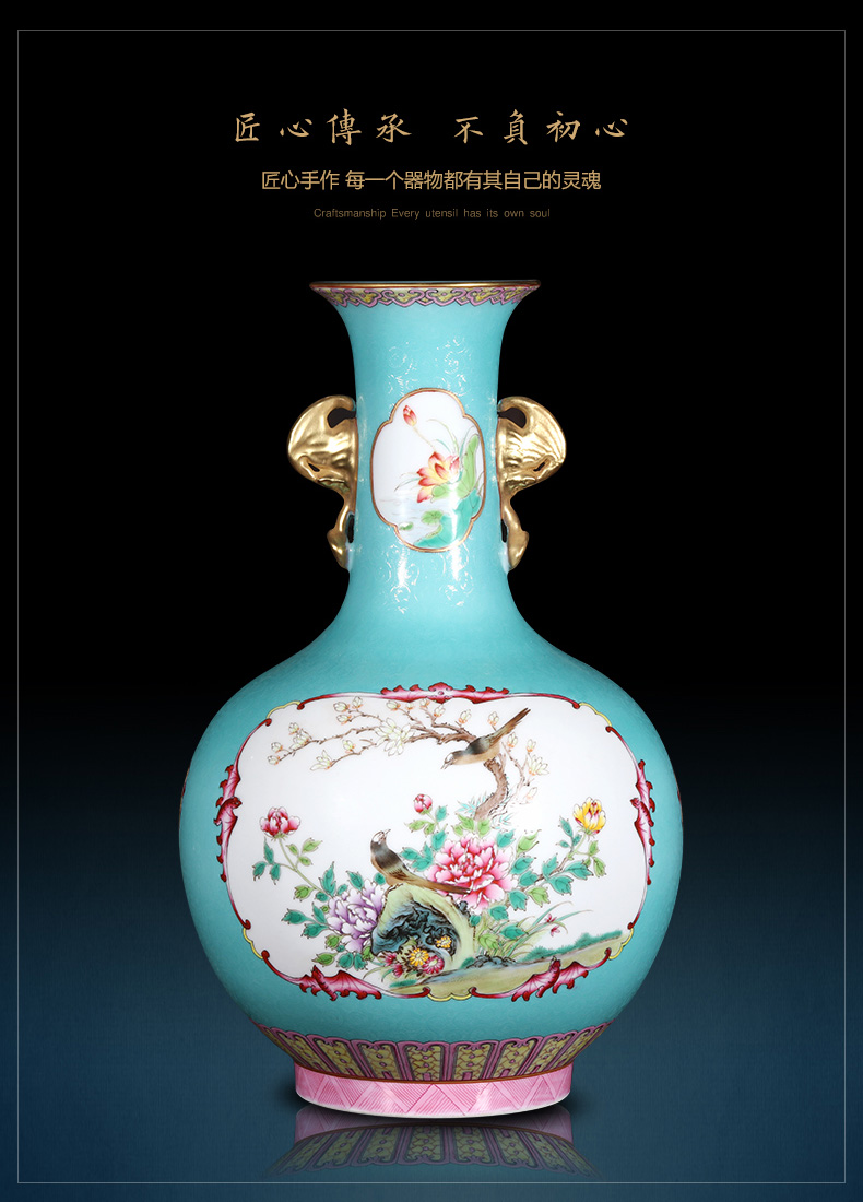 Jingdezhen ceramics imitation the qing qianlong blue scramble for flowers open the painting of flowers and household adornment design gift furnishing articles