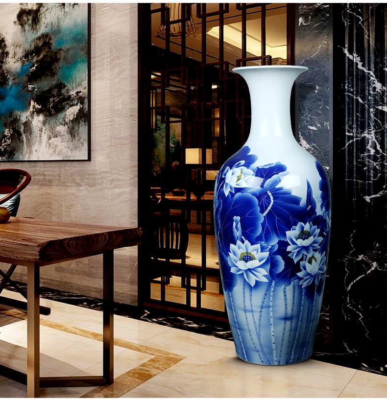 Jingdezhen ceramic vase landing hand - made porcelain vase of porcelain of a large lotus pond moonlight sitting room porch place for the opening taking