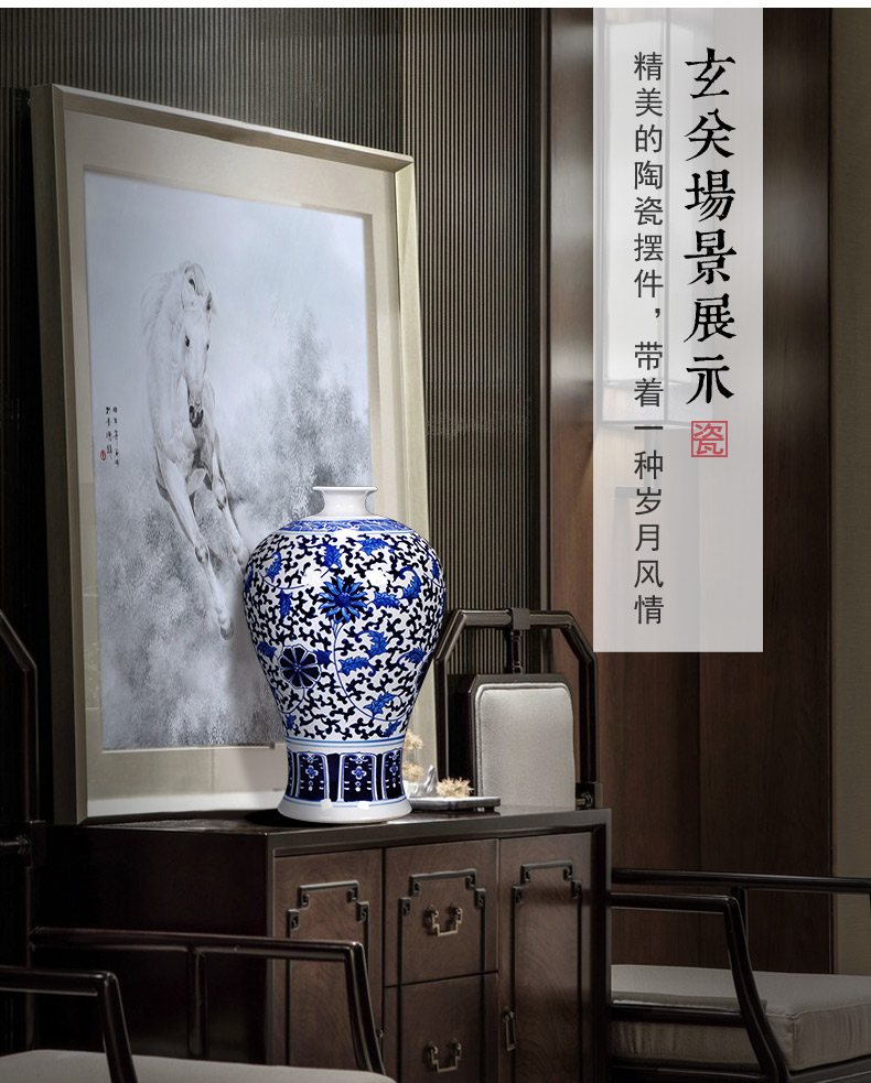 Jingdezhen blue and white porcelain vase in the sitting room porch decoration rich ancient frame furnishing articles general household archaize as cans ceramic vase