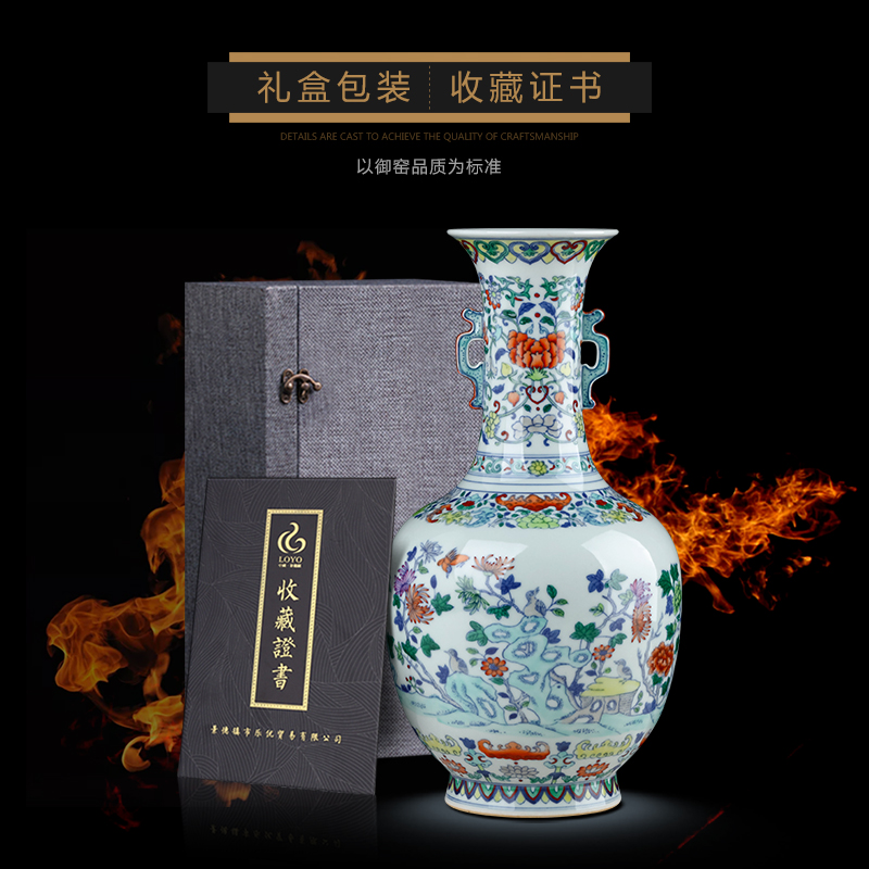 Jingdezhen blue and white color bucket vase furnishing articles sitting room of Chinese style household ceramics flower adornment TV ark, furnishing articles