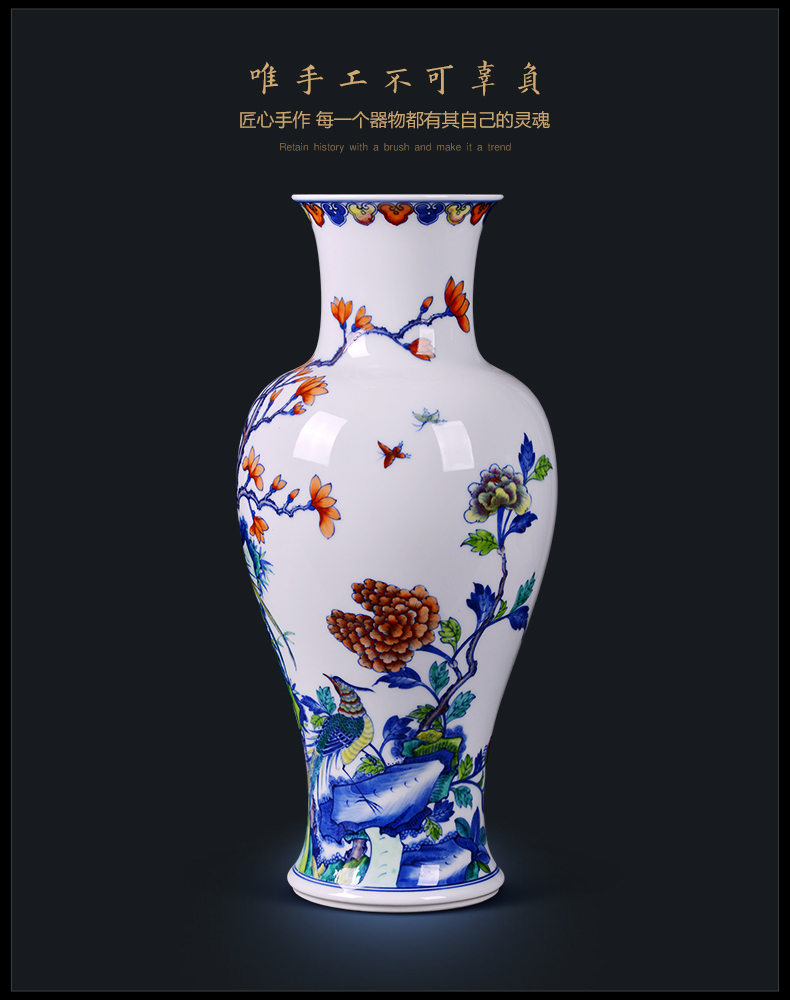 Jingdezhen ceramic vase famous blue and white color bucket hand - made the icing on the cake goddess of mercy bottle sitting room porch place a gift