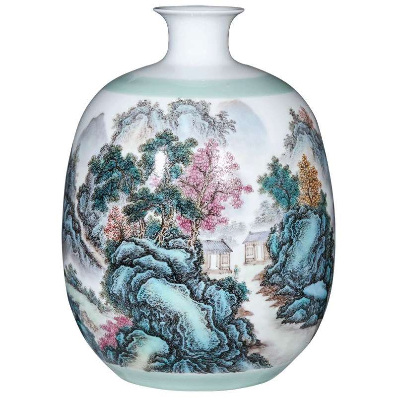 The Master of jingdezhen ceramics vase furnishing articles hand - made pastel 'lakes and mountains rich ancient frame of Chinese style household ornaments