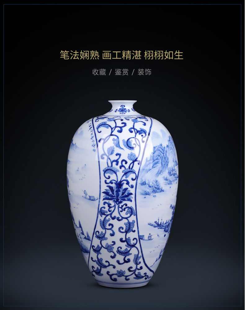 Jingdezhen hand - made painting of flowers and new Chinese style ceramic vases, flower arranging furnishing articles, the sitting room porch rich ancient frame craft ornaments