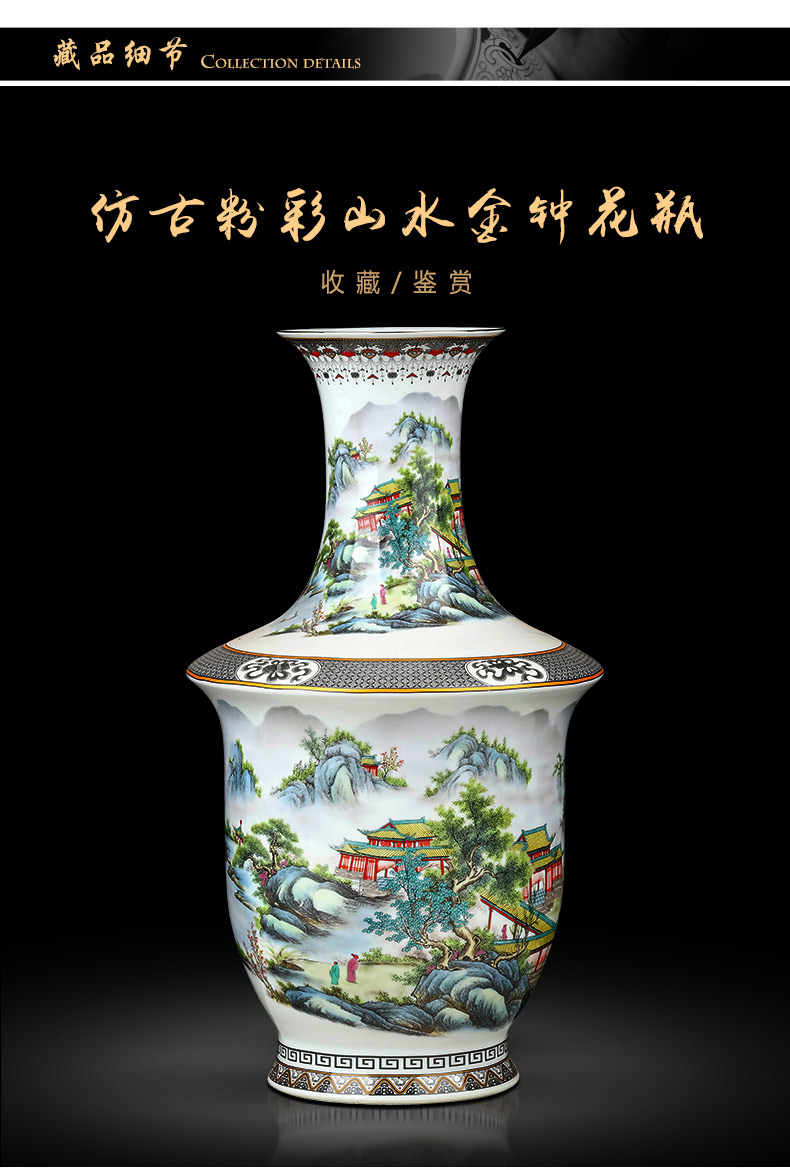 Jingdezhen ceramics pastel landscape vase furnishing articles sitting room of Chinese style household flower adornment TV ark, furnishing articles