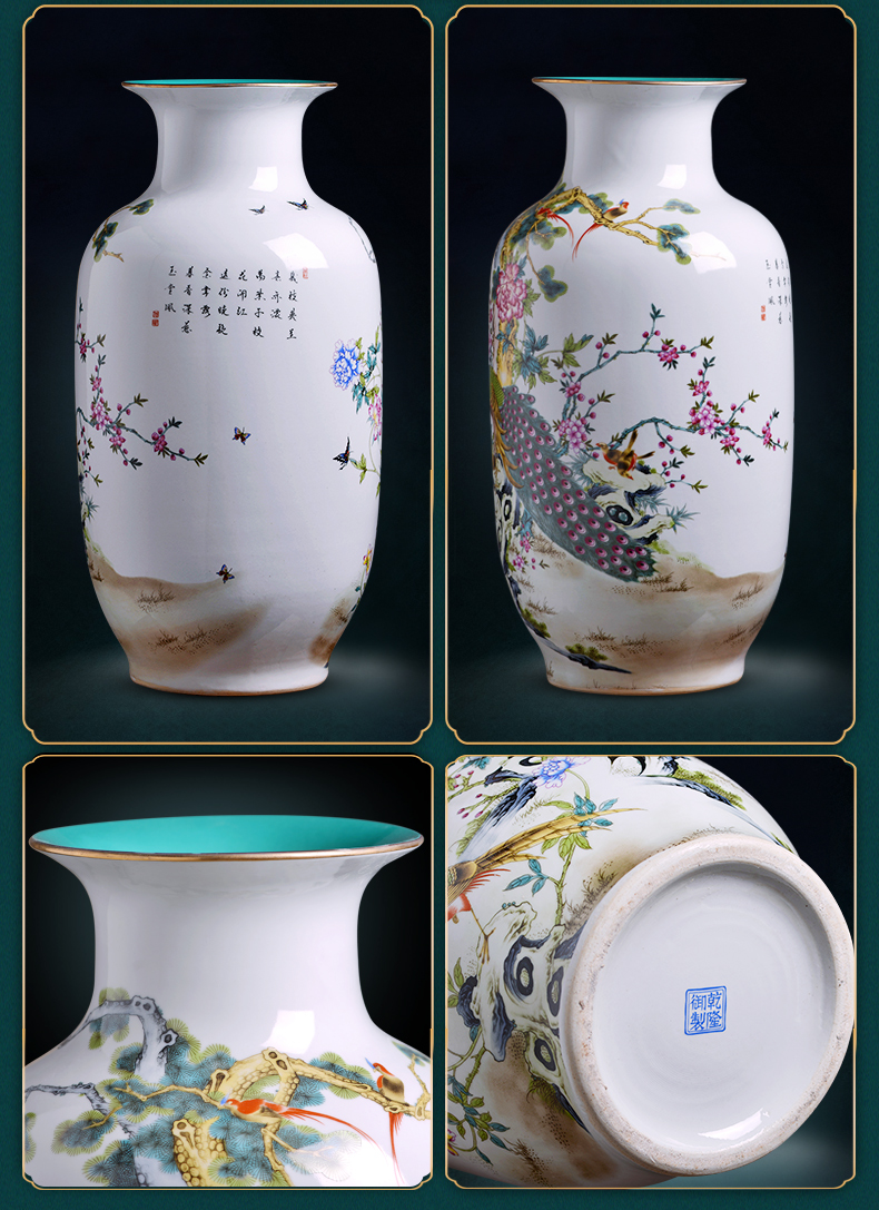 Jingdezhen ceramic vase furnishing articles large sitting room of Chinese style household flower arranging TV ark, rich ancient frame decorative porcelain