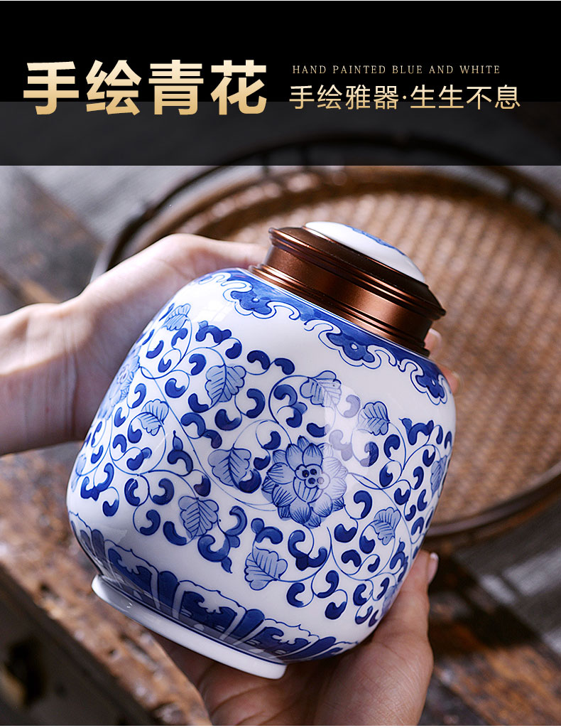 Jingdezhen porcelain tea pot small household sealed container storage tank general black tea, green tea storage tanks