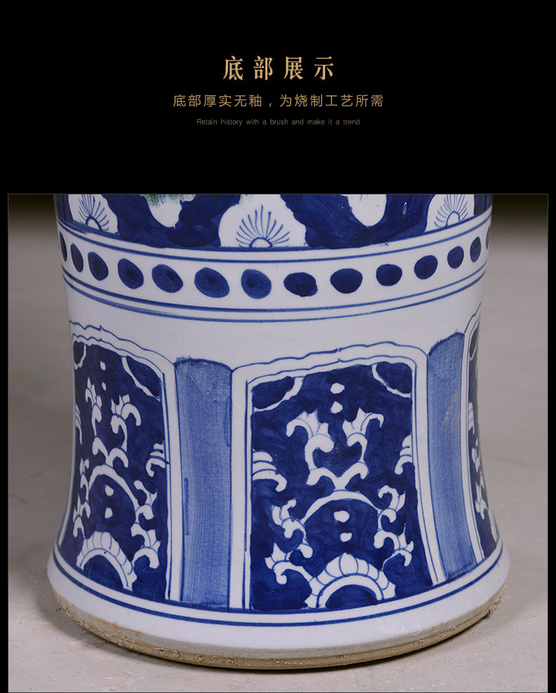 Hand - made scenery porch sitting room ground large vase of blue and white porcelain of jingdezhen ceramics hotel decoration