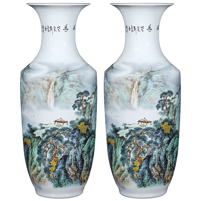 Jingdezhen ceramics new Chinese style of large vase sitting room hotel decor hand - made pastel furnishing articles written by famous experts