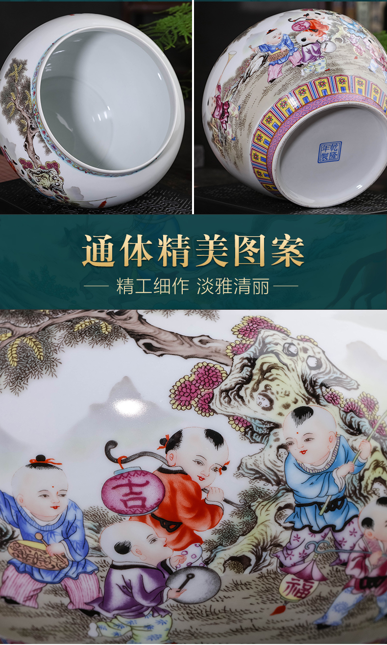 Jingdezhen porcelain tea pot with cover seal storage tanks large puer tea cake and tea urn storage