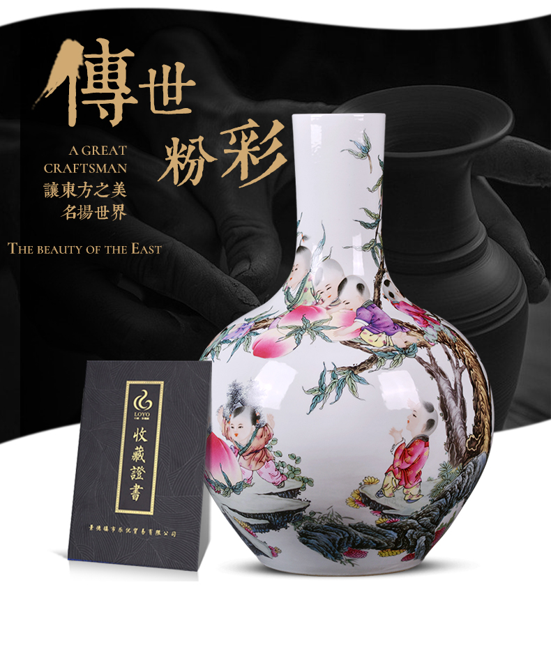 Jingdezhen ceramics, vases, flower arranging archaize sitting room famille rose porcelain Chinese style furnishing articles TV ark, home decoration