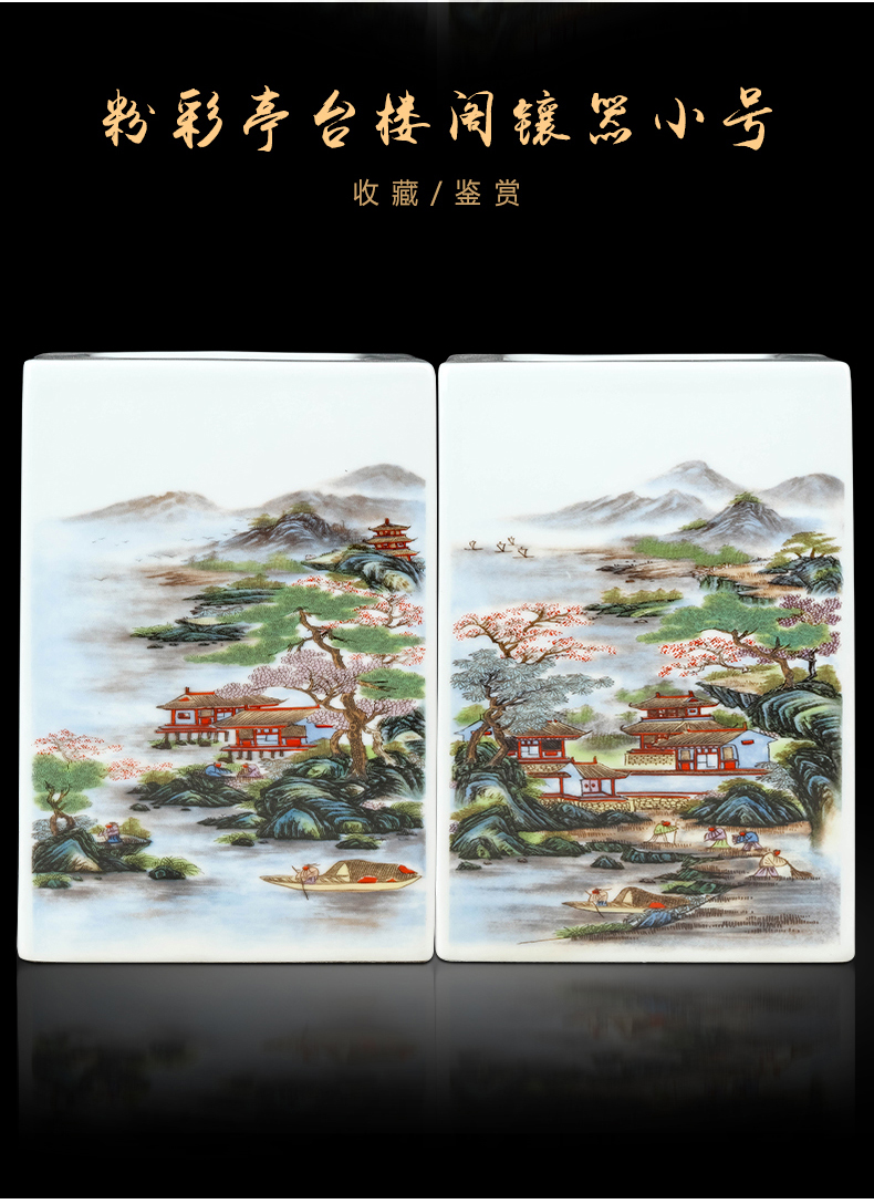 Jingdezhen ceramics powder enamel inlay is office desktop furnishing articles of Chinese style adornment household study painting and calligraphy brush pot