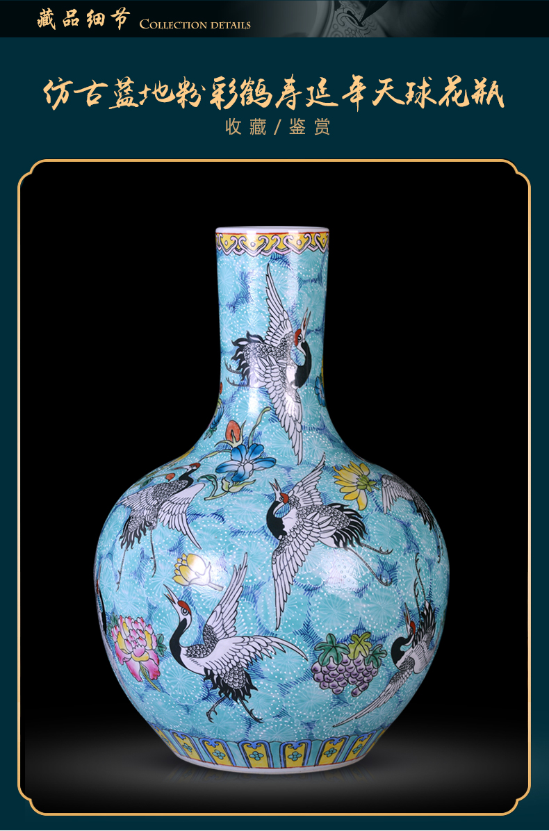 Jingdezhen ceramics by hand the pastel sky vases, flower arranging large new Chinese style sitting room adornment desktop furnishing articles