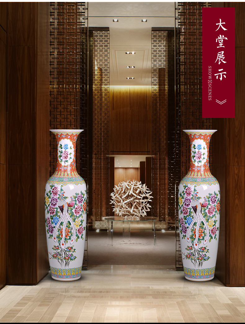 Jingdezhen hand - made ceramic floor large vases, notes tong heavy prosperous Chinese style of new home sitting room adornment is placed